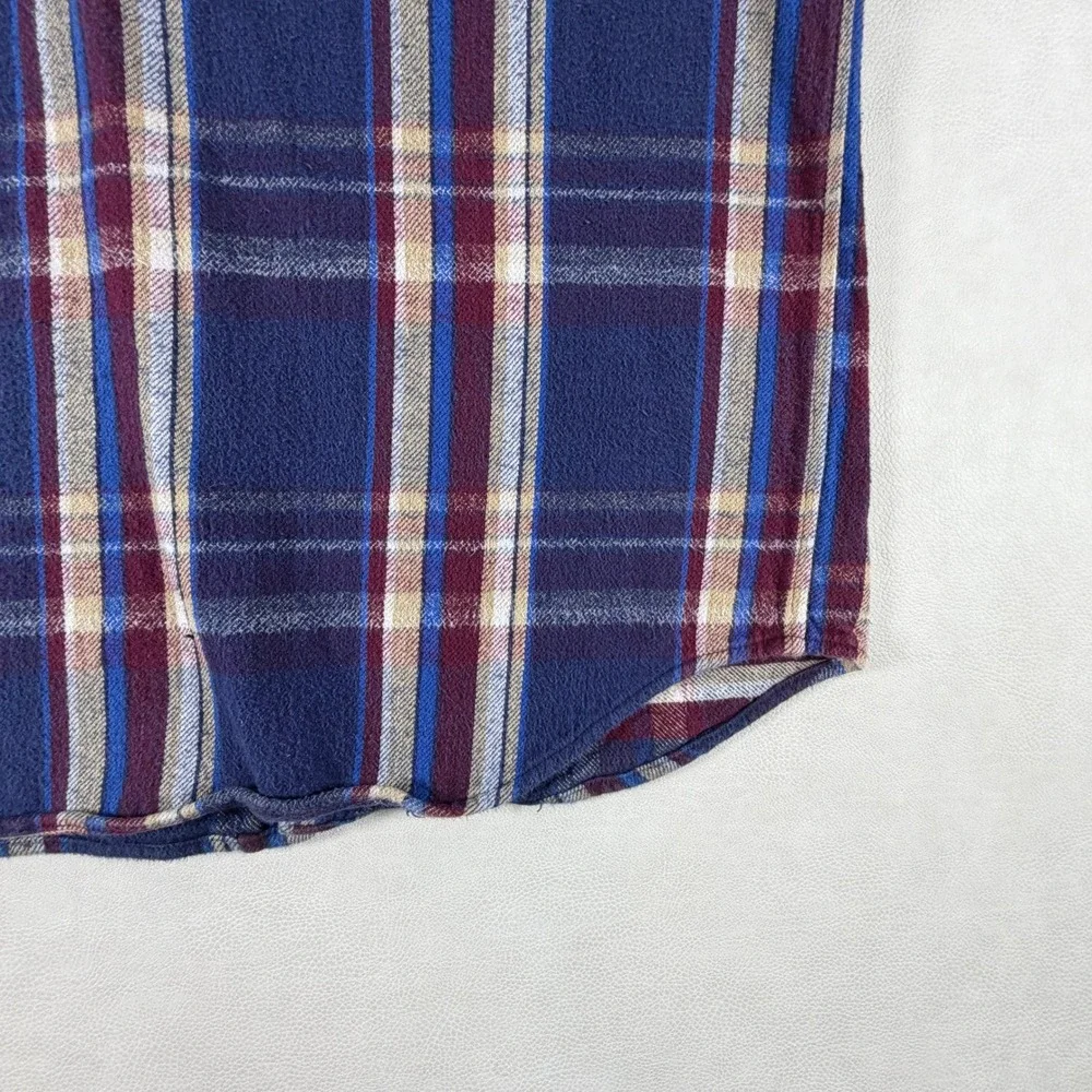 Vintage Five Brothers Heavy Flannel Shirt Long Sleeve Mens XL Blue Red Plaid